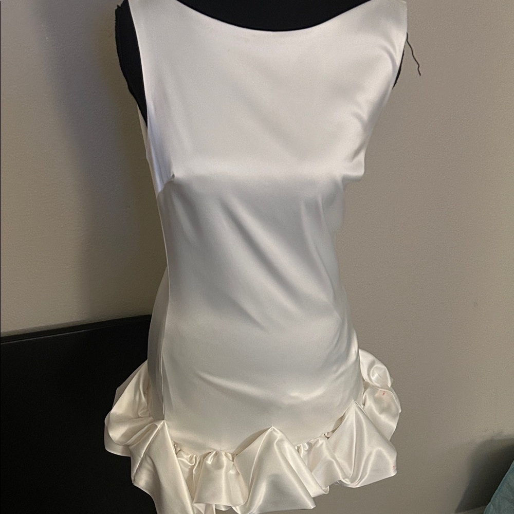 Elegant White Satin Mini Dress